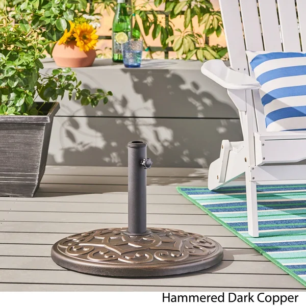 Noble House Patio Umbrella Holder in Hammered Dark Copper Finish