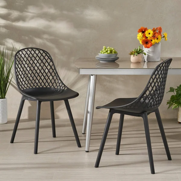 Christopher Knight Home 312476 Delora Outdoor Dining Chair (Set of 2), Black