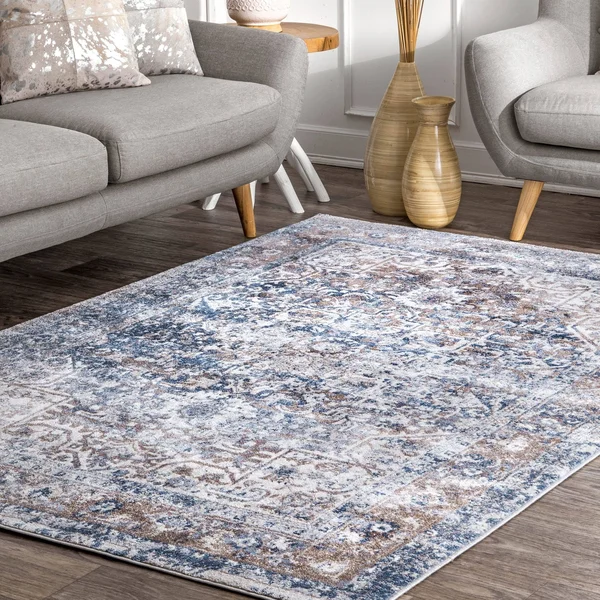 nuLOOM Rugs Vintage Lilah Medallion Blue 5& x 7& 5x22 Area Rug