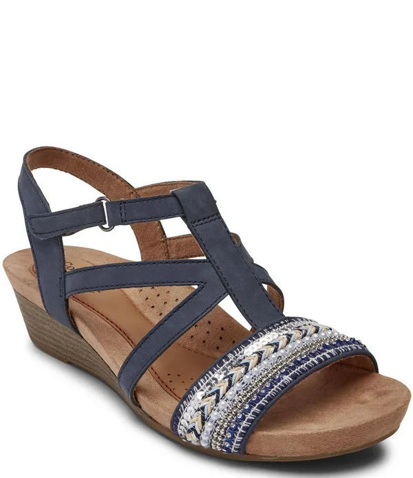 Rockport Women's Cobb Hill Hollywood Wedge Slingback - Size: 5.5, Admiral Blue Suede
