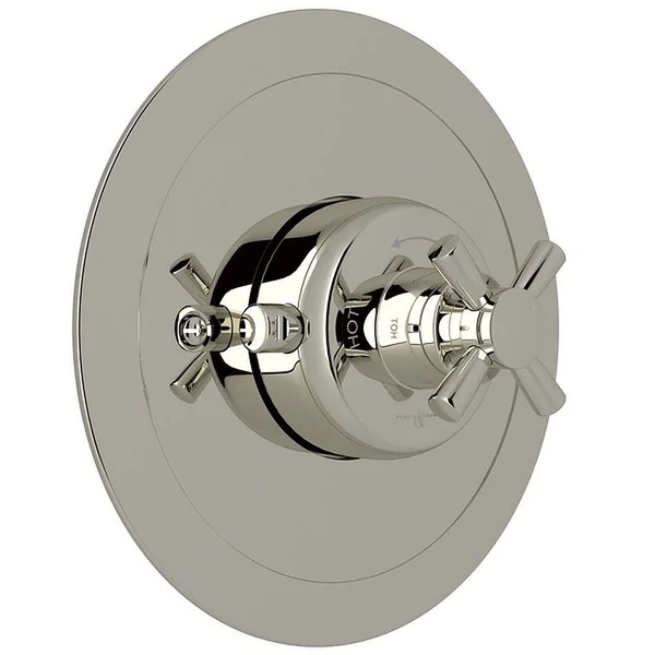Rohl Perrin & Rowe Concealed Thermostatic Trim with Cross Handle in Polished Nickel U.5886X-PN/TO