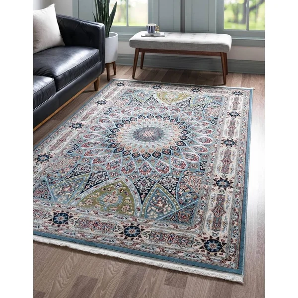 Nain Design Navy Blue 8 ft Runner Area Rug