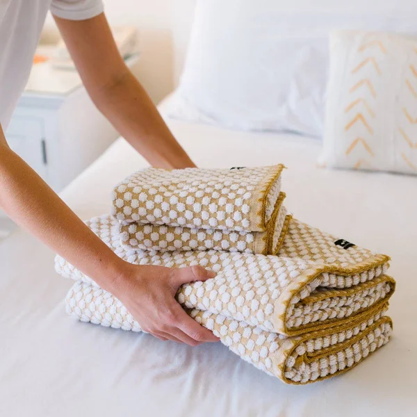 Slowtide Clive Cotton Towels - Set of 4 - Mustard
