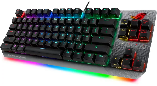 Asus Gray & Black ROG Strix Scope TKL Wired Gaming Mechanical Cherry MX Red Switch Keyboard with Aura Sync Lighting - Each