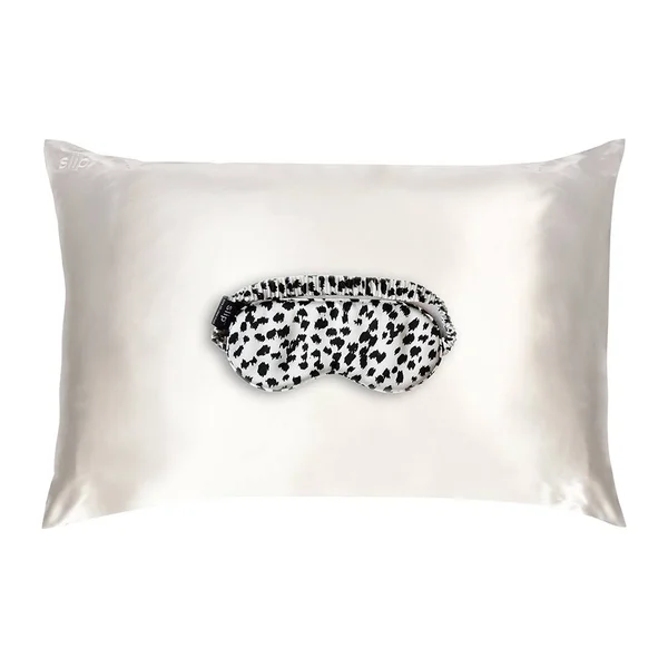 Slip - Beauty Sleep Silk Pillowcase & Eye Mask Set - Black/White