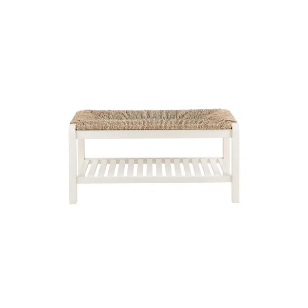 Home Decorators Collection Dorsey Ivory Wood Entryway Bench with Rush Seat (37.99 in. W x 17.72 in. H)