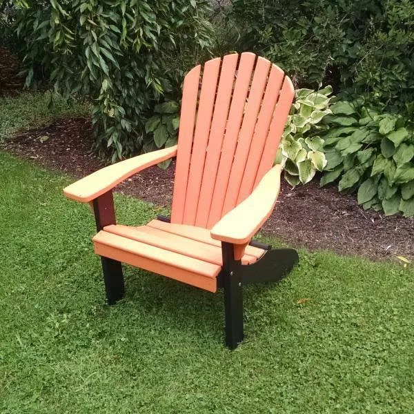 Poly Fanback Adirondack Chair with Black Frame - Size: 5.5, Red