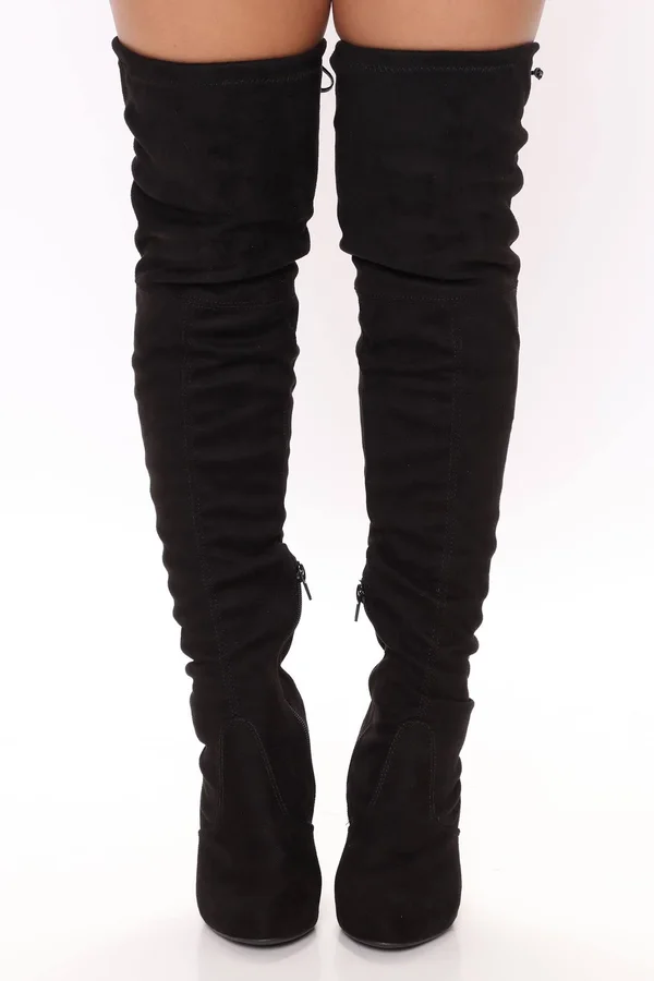 Womens It&s My Time Over The Knee Boots in Black Size 5.5 by Fashion Nova