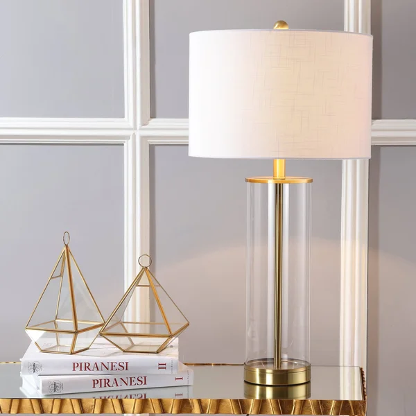 Collins 29.25x22 Glass LED Table Lamp, Brass Gold, Jonathan Y