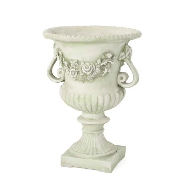 GDF Studio Bunny Vista Outdoor Light Weight Cast Stone Urn, White Moss
