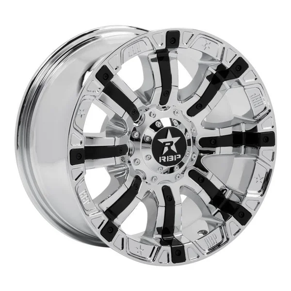 RBP 94R Chrome & Black Wheels - 94R-1810-82-25C in Chrome with Black Inserts, 6 x 139.70mm Single Bolt Pattern, 18x22 x 10x2