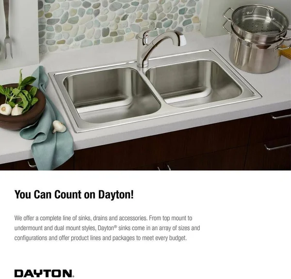 Elkay D225194 Dayton Stainless Steel 25x22 x 19x22 x 6-5/16
