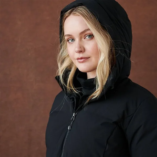 Eddie Bauer Women's Glacier Peak Seamless Stretch Down Duffle Coat - Black - 1x