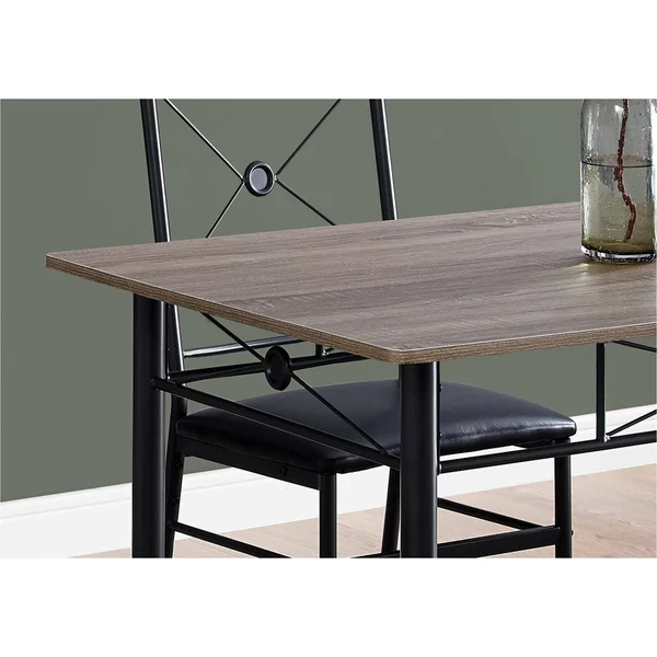 63x22 x 76x22 x 102x22 Grey Black Foam Metal - 5pcs Dining Set