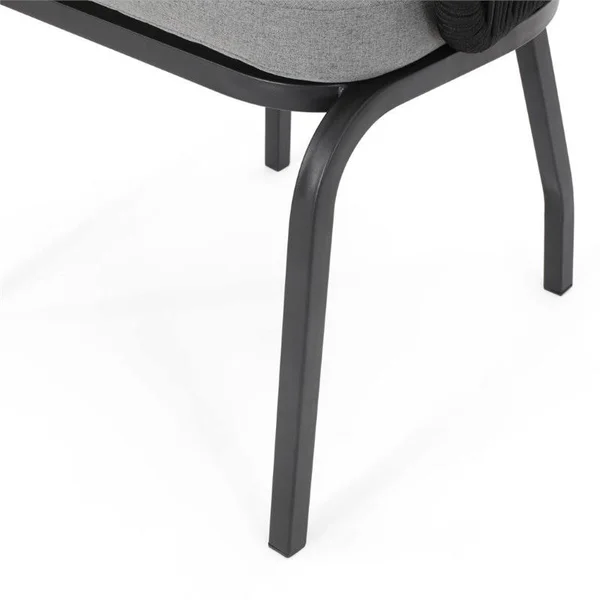 Noble House Kriday Outdoor Modern Club Chair, Set of 2, Black and Gray