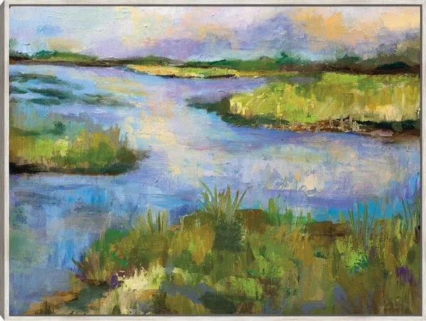 Connecticut Marsh Framed Canvas Print by Jeanette Vertentes Barnwood 32x24 Fineartcanvas