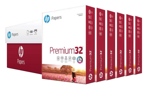 HP Printer Paper Premium 32lb - 8.5x11, 100 Bright, 6 Ream Case, 3000 Sheets