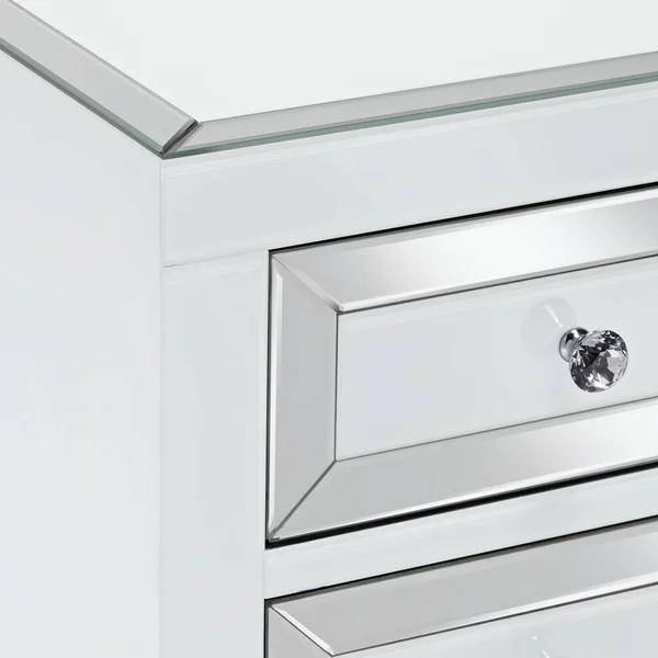 Studio 55D Addison White Mirrored 3-Drawer Side Table