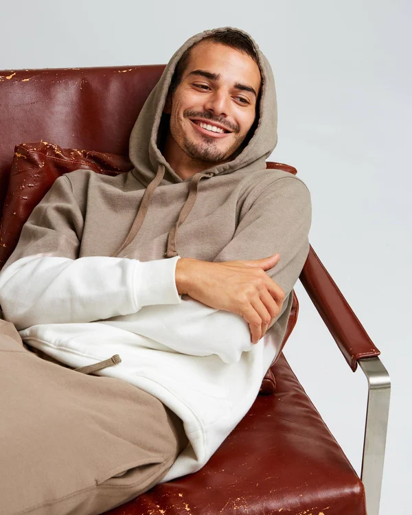 Richer Poorer Men's Recycled Fleece Hoodie - Size Medium, Warm Grey Dip Dye