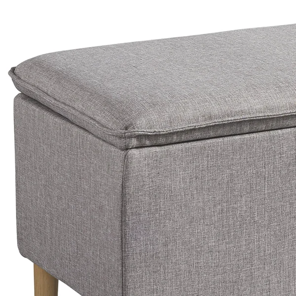 Benjara Bm207198 Fabric Upholstered Wooden Accent Bench with Hidden Storage, Gray and Brown