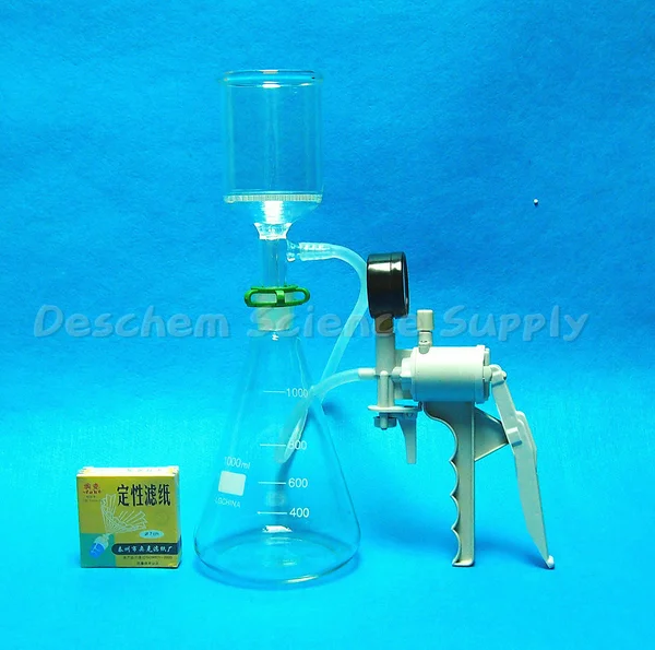 1000ml - Suction Filtration Unit, 70mm Buchner Funnel, 1L Flask & Vacuum Pump