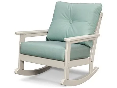 POLYWOOD Vineyard Deep Seating Rocking Chair Green - Weathered Tweed