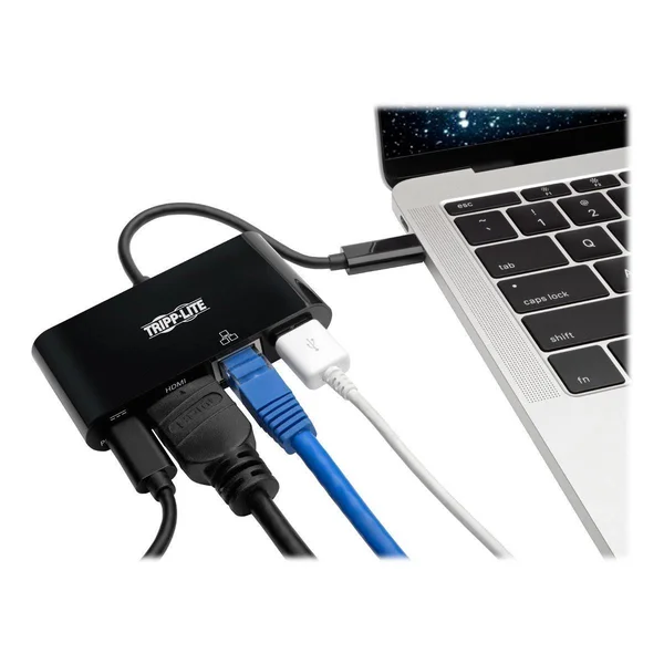 Tripp Lite USB C to HDMI Multiport Video Adapter Converter with USB-A Hub, USB-C PD Charging, Gigabit Ethernet Port, USB Type C
