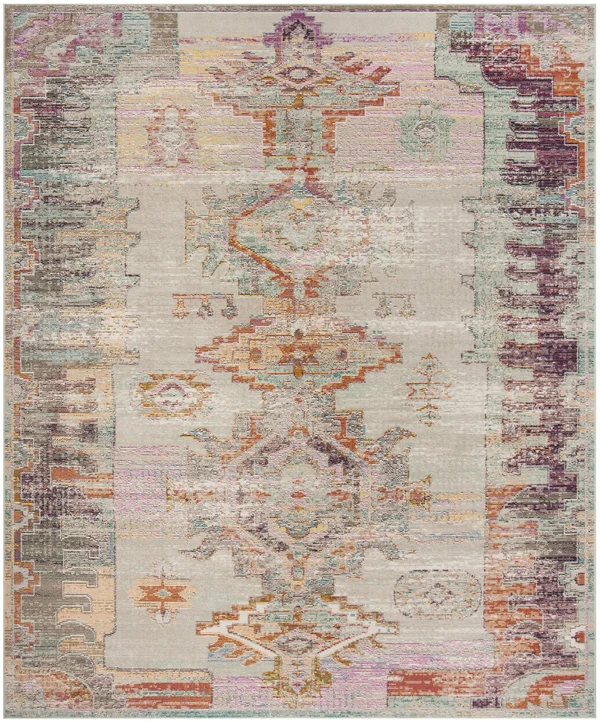 Safavieh CRS517P Crystal Light Grey, Purple Area Rug - 7& x 7& Round