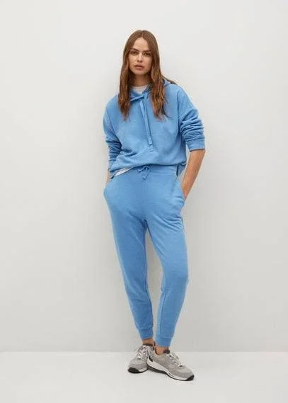 Mango - Knit Jogger-Style Trousers Sky Blue - Xs - Women