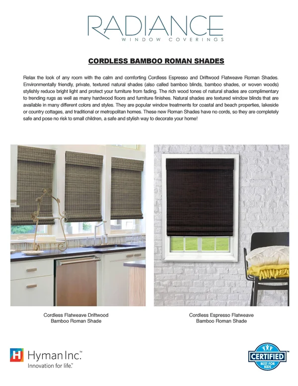 Radiance Cordless Driftwood Roman Shade - 46.5x64