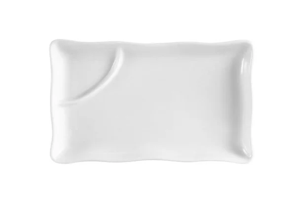 CAC China RCN-RT12 Clinton Rolled Edge Rectangular Divided Sauce Dish 12in. x 7-1/2in. - 1 doz