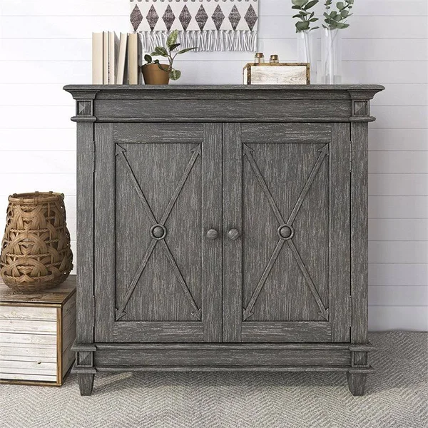 Dorel Living Margaret Accent Cabinet in Antique Gray - DA8273