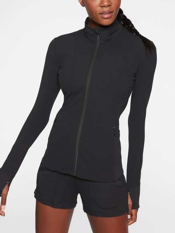 Athleta Women's Shanti Jacket in Powervita Black Regular Size XS