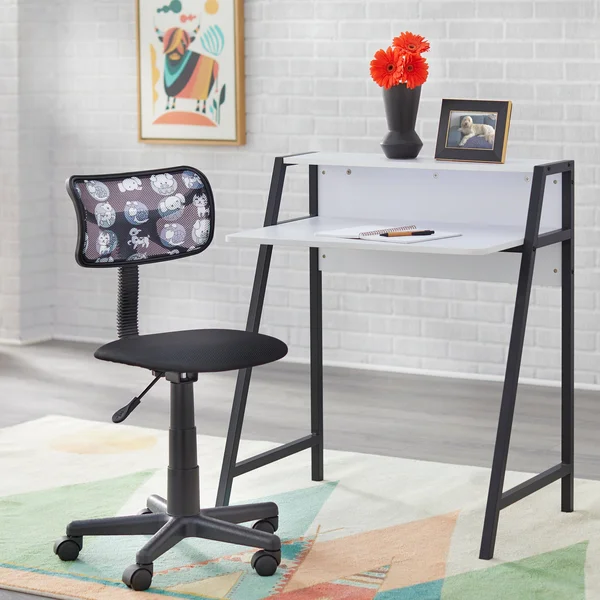 TMS Focus Kids Metal Frame Desk and Chair Set - Multiple Colors, Black