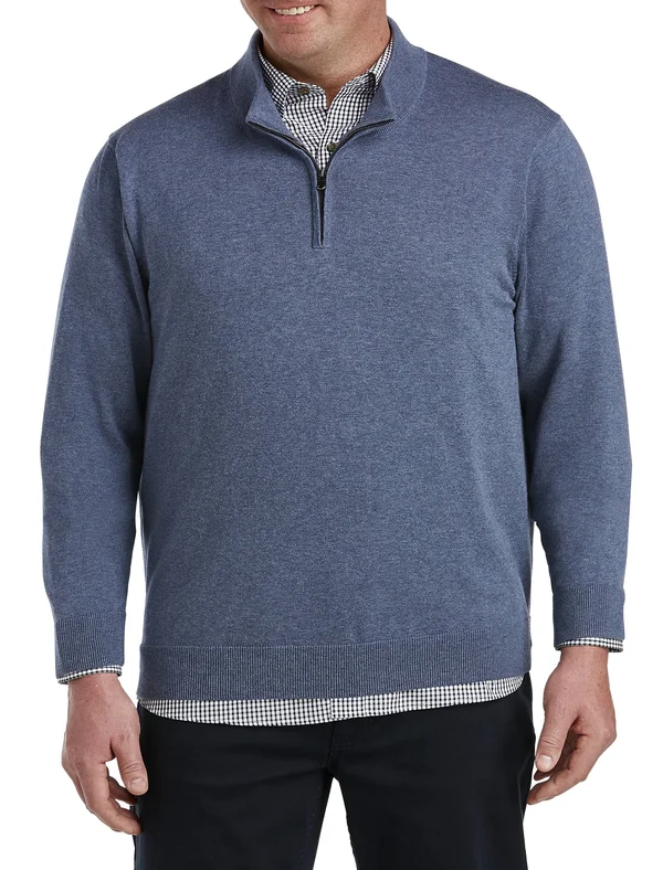 Big & Tall Harbor Bay Quarter-Zip Pullover Sweater - Flint Stone Heather - Size 6X - Men's