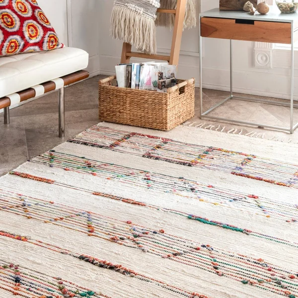 nuLOOM Cormier Flatweave Geometric Area Rug, 5& x 8&, Cream