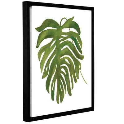 Tropical Palm II by Wild Apple - Painting Print on Canvas Bay Isle Home Size: 18'' H x 14'' W x 2'' D, Format: Black Floater Fra