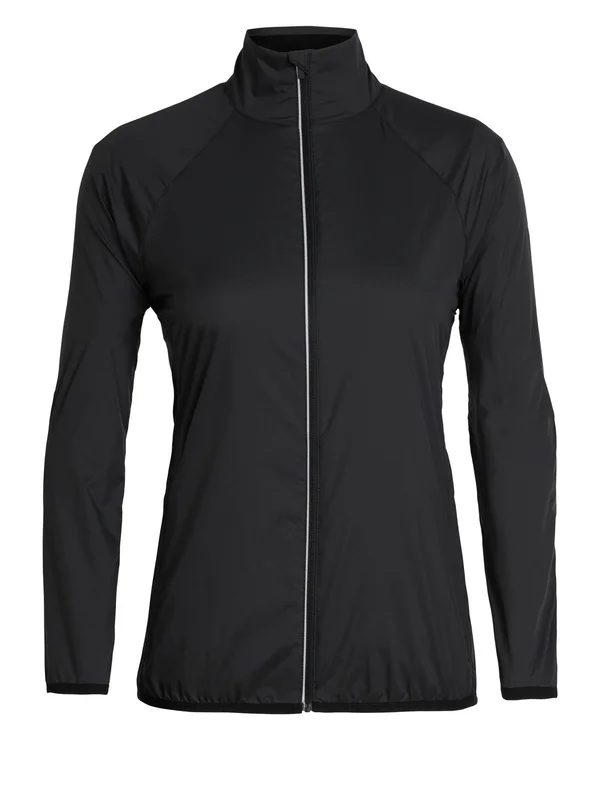 icebreaker Women's Cool Lite Rush Windbreaker Jacket - Black, Merino Wool/Nylon/Tencel