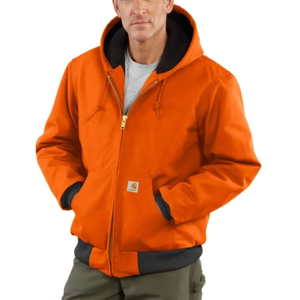 Carhartt Men's Quilted Flannel-Lined Duck Active Jacket, Gravel