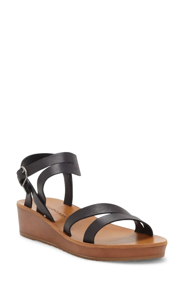 Women's Lucky Brand Hecilia Wedge Sandal - Black - Size 6.5