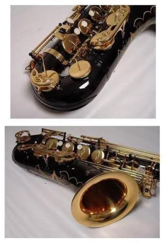 Professional Black Gold Tenor Saxophone - 33.5 x 14.0 x 9.0 inches