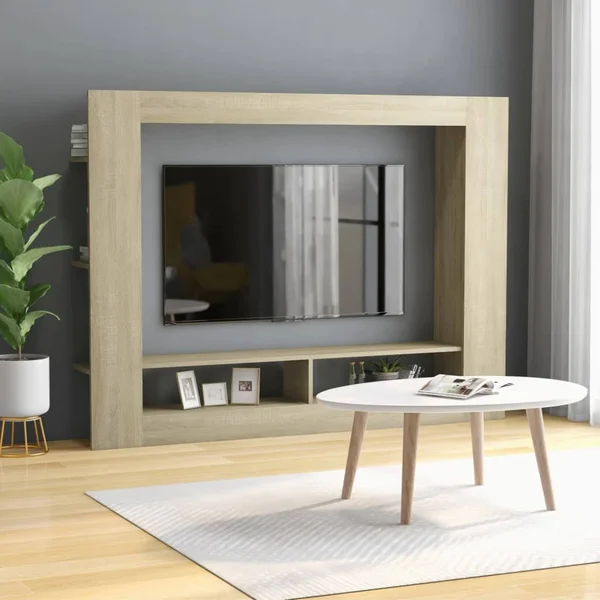 vidaXL TV Cabinet Sonoma Oak 59.8x22x8.7x22x44.5x22 Chipboard
