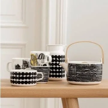 Marimekko Rasymatto White, Black Deep Plate