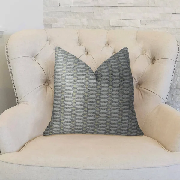 Plutus Trivoli Circle Gray and Cream Handmade Luxury Pillow 20x22L x20x22W