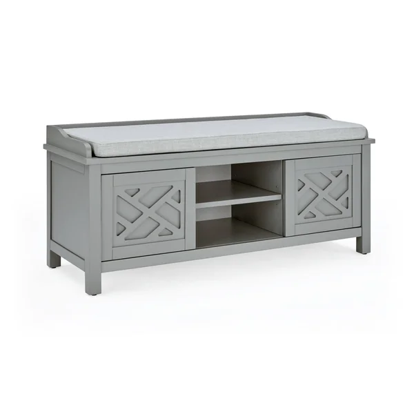 Alaterre Furniture Coventry Gray 45x22W Wood Storage Bench with Cushion
