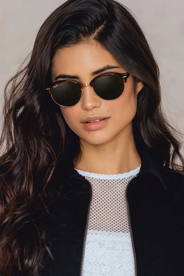 Ray-Ban CLUBROUND RB4246 Round Sunglasses For Unisex - 51-19-145, 990-RED HAVANA