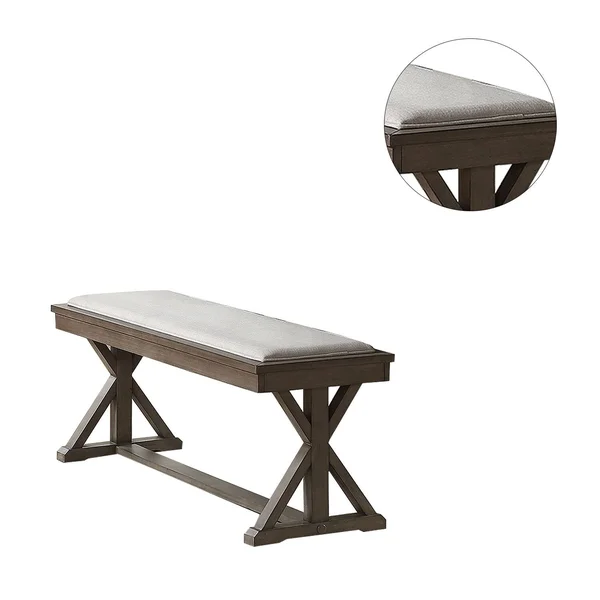 Simple Relax White Fabric Upholstery Dining Bench - Grey - Dining Height - Single - Cream