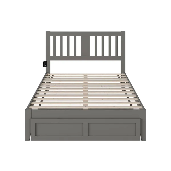 Atlantic Furniture Tahoe Full Bed with Foot Drawer and USB Turbo Charger in Grey