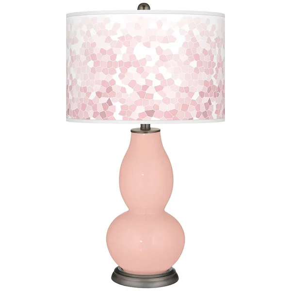 Color + Plus Rose Pink Mosaic Giclee Double Gourd Table Lamp