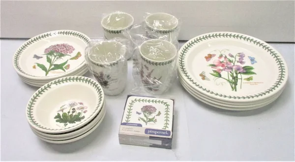 Portmeirion Botanic Garden 22 Piece Earthenware Dinnerware Set Assorted Flowers